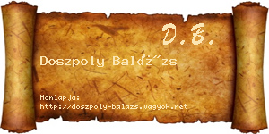 Doszpoly Balázs névjegykártya