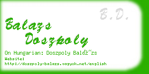 balazs doszpoly business card